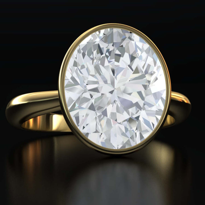 4.5 Carat Oval Lab-Grown Diamond Bezel Cathedral Ring - Classic Elegance Reimagined