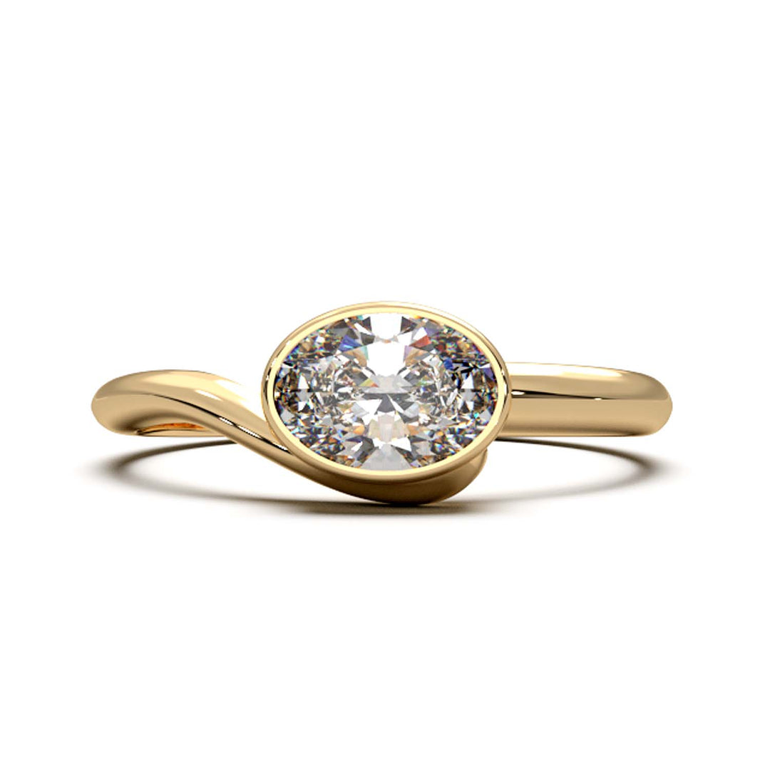 Exquisite Oval-Cut Lab-Grown Diamond Bezel Engagement Ring