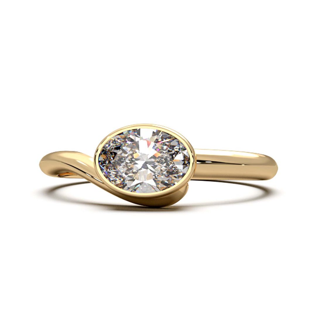 Exquisite Oval-Cut Lab-Grown Diamond Bezel Engagement Ring