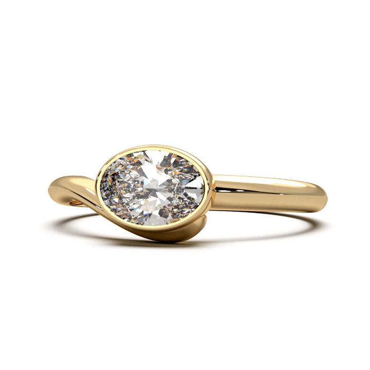 Exquisite Oval-Cut Lab-Grown Diamond Bezel Engagement Ring