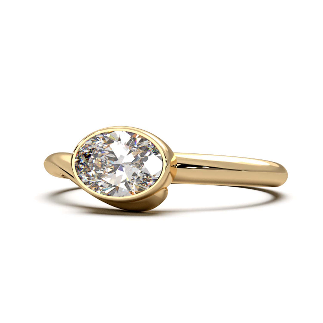 Exquisite Oval-Cut Lab-Grown Diamond Bezel Engagement Ring