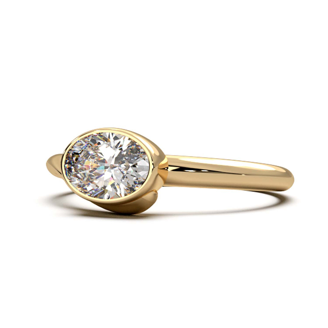 Exquisite Oval-Cut Lab-Grown Diamond Bezel Engagement Ring