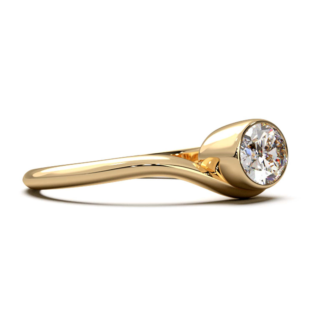 Exquisite Oval-Cut Lab-Grown Diamond Bezel Engagement Ring