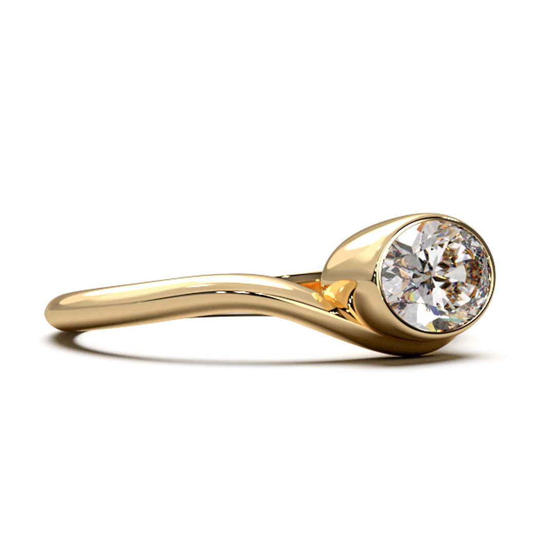 Exquisite Oval-Cut Lab-Grown Diamond Bezel Engagement Ring