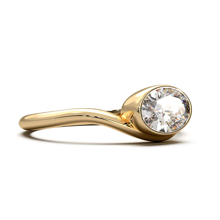 Exquisite Oval-Cut Lab-Grown Diamond Bezel Engagement Ring