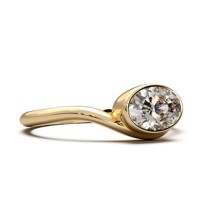 Exquisite Oval-Cut Lab-Grown Diamond Bezel Engagement Ring
