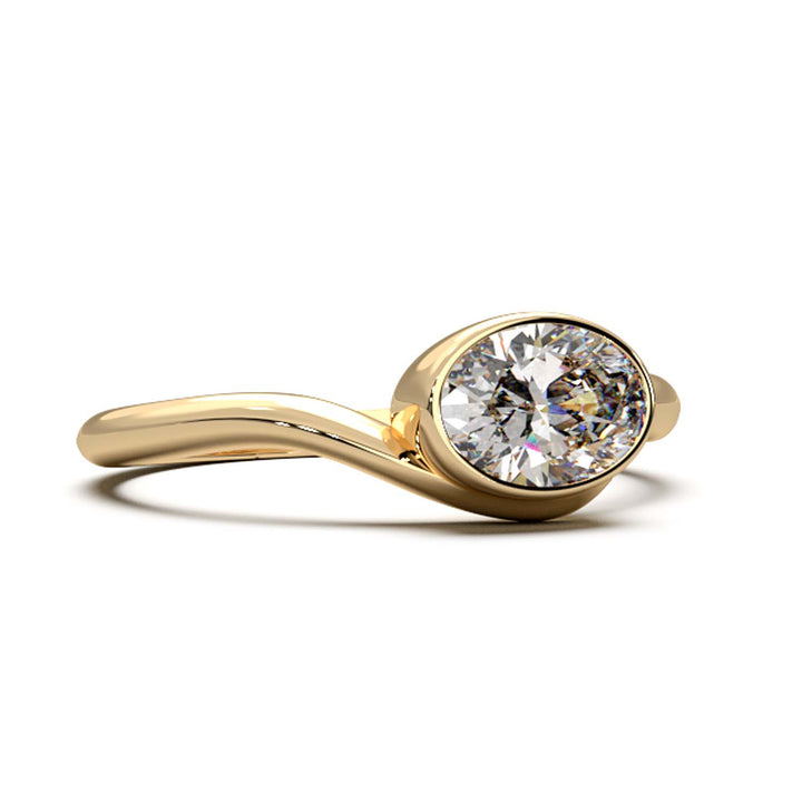 Exquisite Oval-Cut Lab-Grown Diamond Bezel Engagement Ring