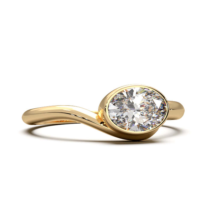 Exquisite Oval-Cut Lab-Grown Diamond Bezel Engagement Ring