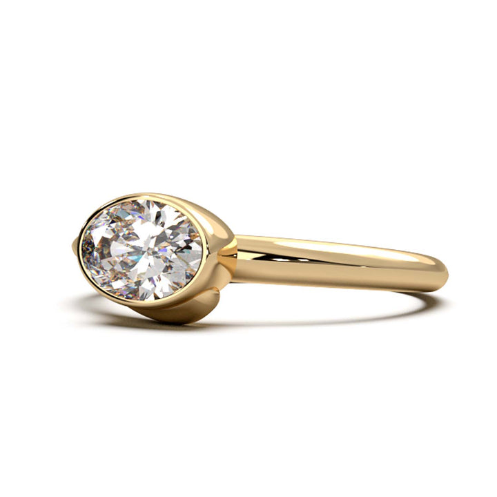 Exquisite Oval-Cut Lab-Grown Diamond Bezel Engagement Ring