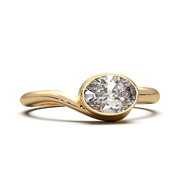 Exquisite Oval-Cut Lab-Grown Diamond Bezel Engagement Ring