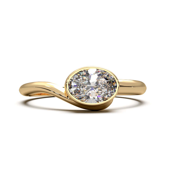 Exquisite Oval-Cut Lab-Grown Diamond Bezel Engagement Ring