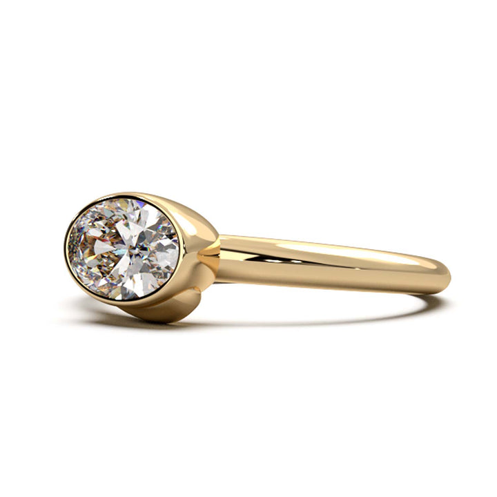 Exquisite Oval-Cut Lab-Grown Diamond Bezel Engagement Ring