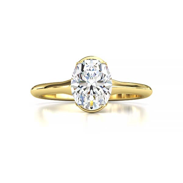 Exquisite Modern Elegance 1.25 CT Oval Lab-Grown Diamond Half Bezel Engagement Ring in Lustrous Gold