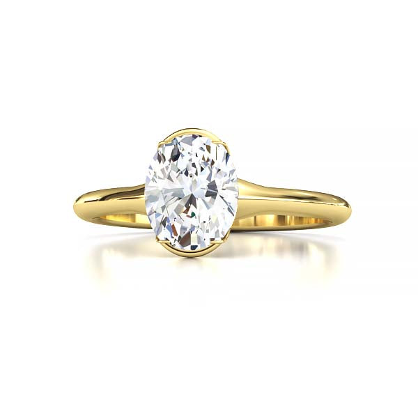 Exquisite Modern Elegance 1.25 CT Oval Lab-Grown Diamond Half Bezel Engagement Ring in Lustrous Gold