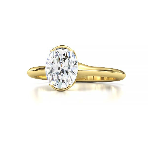 Exquisite Modern Elegance 1.25 CT Oval Lab-Grown Diamond Half Bezel Engagement Ring in Lustrous Gold