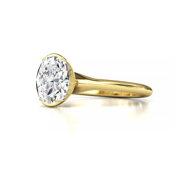 Exquisite Modern Elegance 1.25 CT Oval Lab-Grown Diamond Half Bezel Engagement Ring in Lustrous Gold