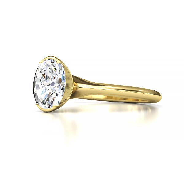 Exquisite Modern Elegance 1.25 CT Oval Lab-Grown Diamond Half Bezel Engagement Ring in Lustrous Gold