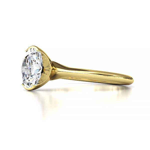 Exquisite Modern Elegance 1.25 CT Oval Lab-Grown Diamond Half Bezel Engagement Ring in Lustrous Gold