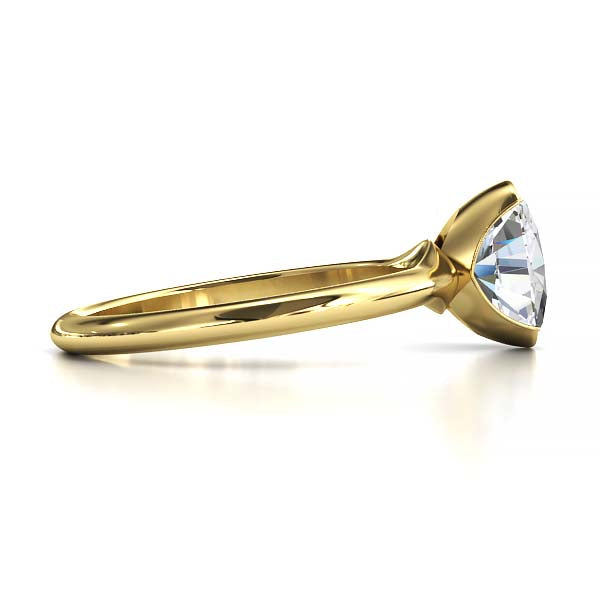 Exquisite Modern Elegance 1.25 CT Oval Lab-Grown Diamond Half Bezel Engagement Ring in Lustrous Gold