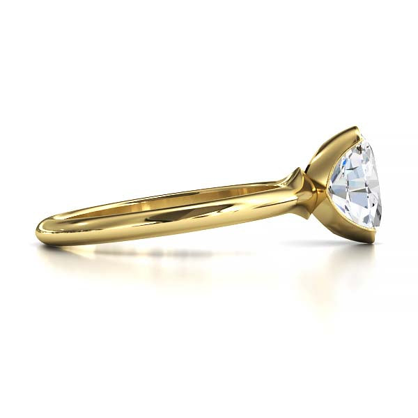 Exquisite Modern Elegance 1.25 CT Oval Lab-Grown Diamond Half Bezel Engagement Ring in Lustrous Gold