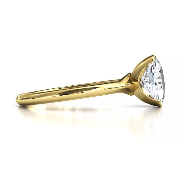 Exquisite Modern Elegance 1.25 CT Oval Lab-Grown Diamond Half Bezel Engagement Ring in Lustrous Gold