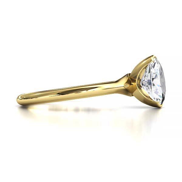 Exquisite Modern Elegance 1.25 CT Oval Lab-Grown Diamond Half Bezel Engagement Ring in Lustrous Gold