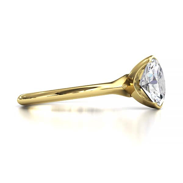 Exquisite Modern Elegance 1.25 CT Oval Lab-Grown Diamond Half Bezel Engagement Ring in Lustrous Gold