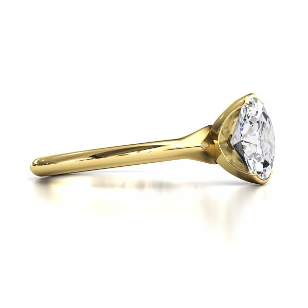 Exquisite Modern Elegance 1.25 CT Oval Lab-Grown Diamond Half Bezel Engagement Ring in Lustrous Gold