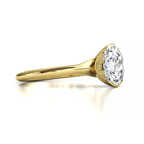 Exquisite Modern Elegance 1.25 CT Oval Lab-Grown Diamond Half Bezel Engagement Ring in Lustrous Gold