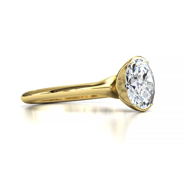 Exquisite Modern Elegance 1.25 CT Oval Lab-Grown Diamond Half Bezel Engagement Ring in Lustrous Gold