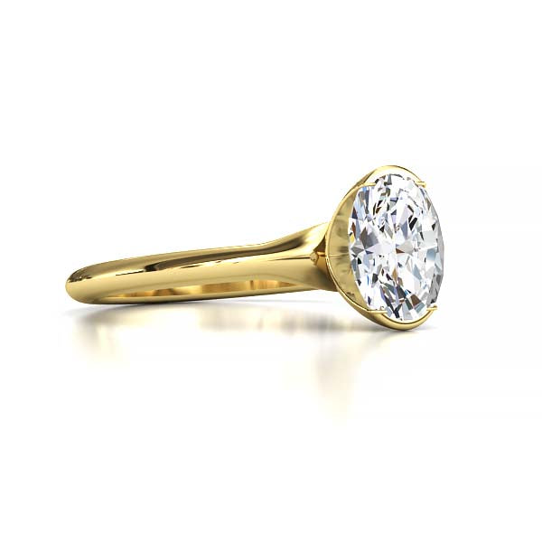 Exquisite Modern Elegance 1.25 CT Oval Lab-Grown Diamond Half Bezel Engagement Ring in Lustrous Gold