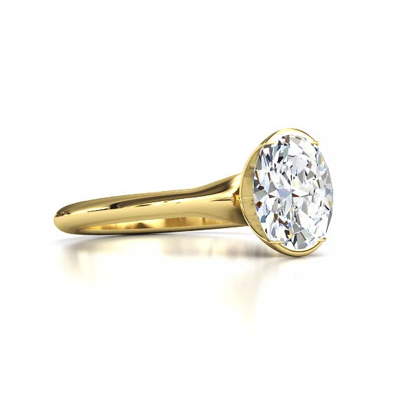 Exquisite Modern Elegance 1.25 CT Oval Lab-Grown Diamond Half Bezel Engagement Ring in Lustrous Gold