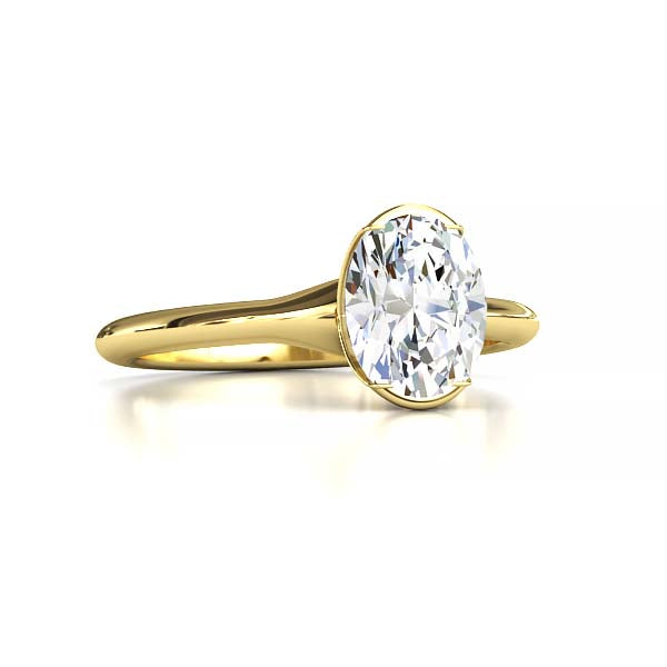 Exquisite Modern Elegance 1.25 CT Oval Lab-Grown Diamond Half Bezel Engagement Ring in Lustrous Gold