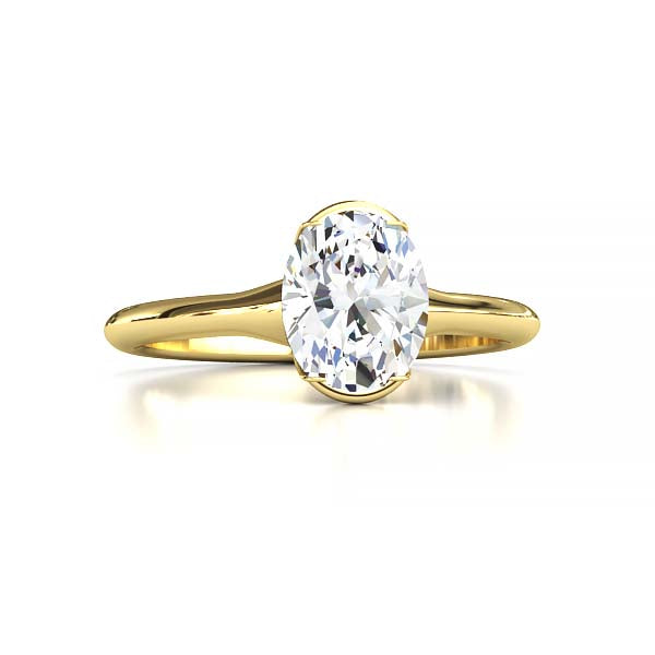 Exquisite Modern Elegance 1.25 CT Oval Lab-Grown Diamond Half Bezel Engagement Ring in Lustrous Gold