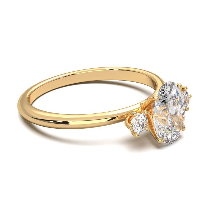 1 Carat Oval Lab-Grown Diamond Three-Stone Ring