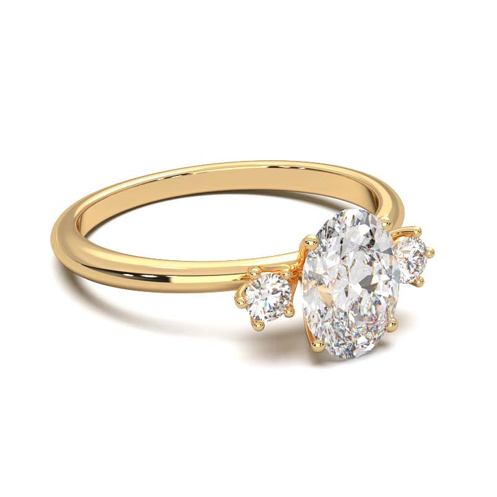 1 Carat Oval Lab-Grown Diamond Three-Stone Ring
