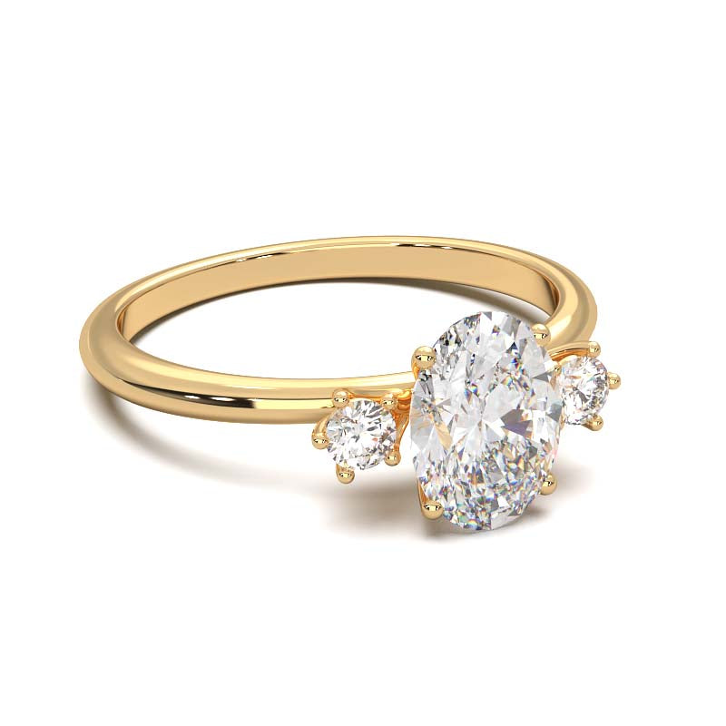1 Carat Oval Lab-Grown Diamond Three-Stone Ring