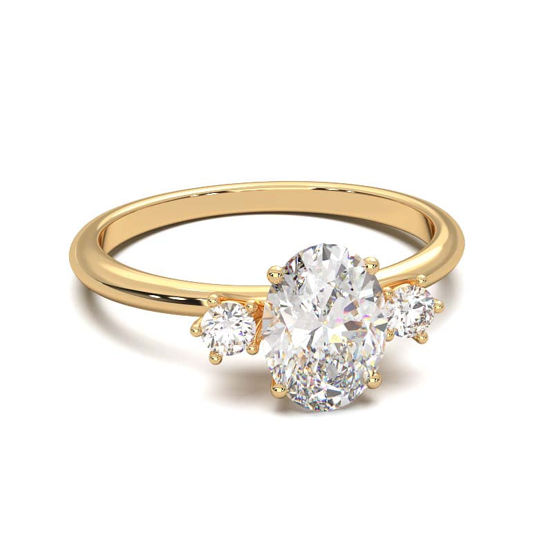 1 Carat Oval Lab-Grown Diamond Three-Stone Ring