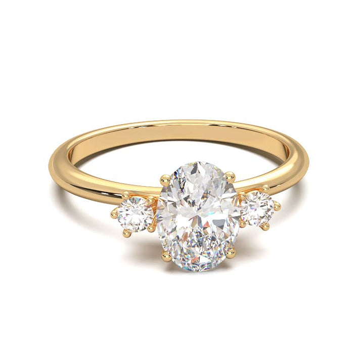 1 Carat Oval Lab-Grown Diamond Three-Stone Ring