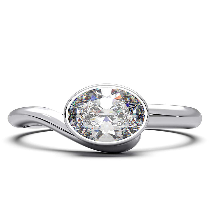 Oval bezel engagement ring