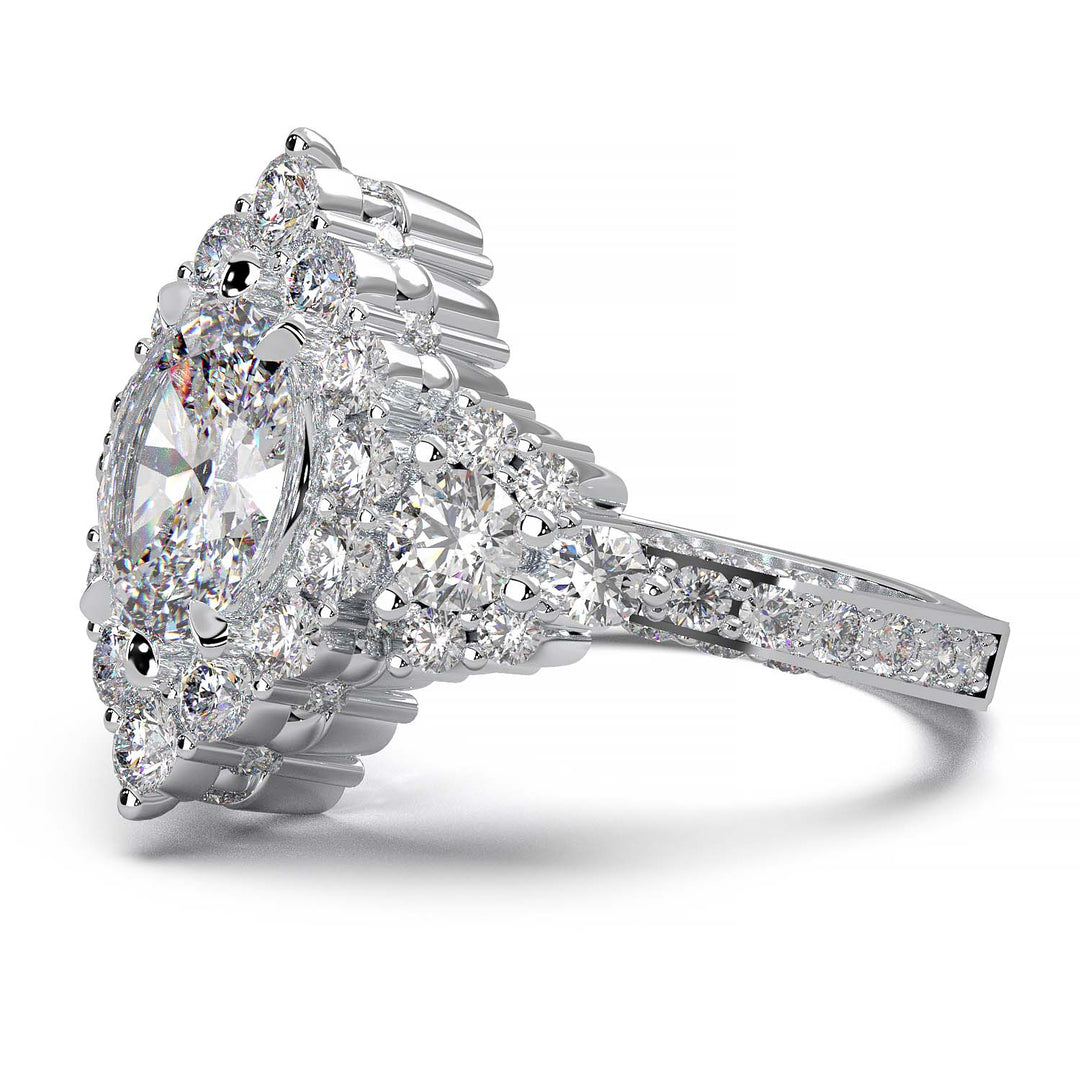 Oval Lab Diamond Engagement Ring with Halo 