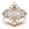 Majestic 1.30 CT Oval-Cut Lab-Grown Diamond Engagement Ring Encircled by a Sparkling Halo and Adorned with an Under-gallery of Pave Diamonds in a Yellow Gold Setting