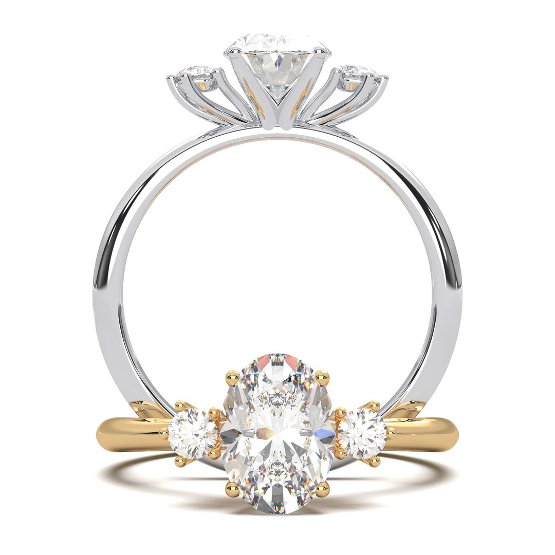 1 Carat Oval Lab-Grown Diamond Three-Stone Ring