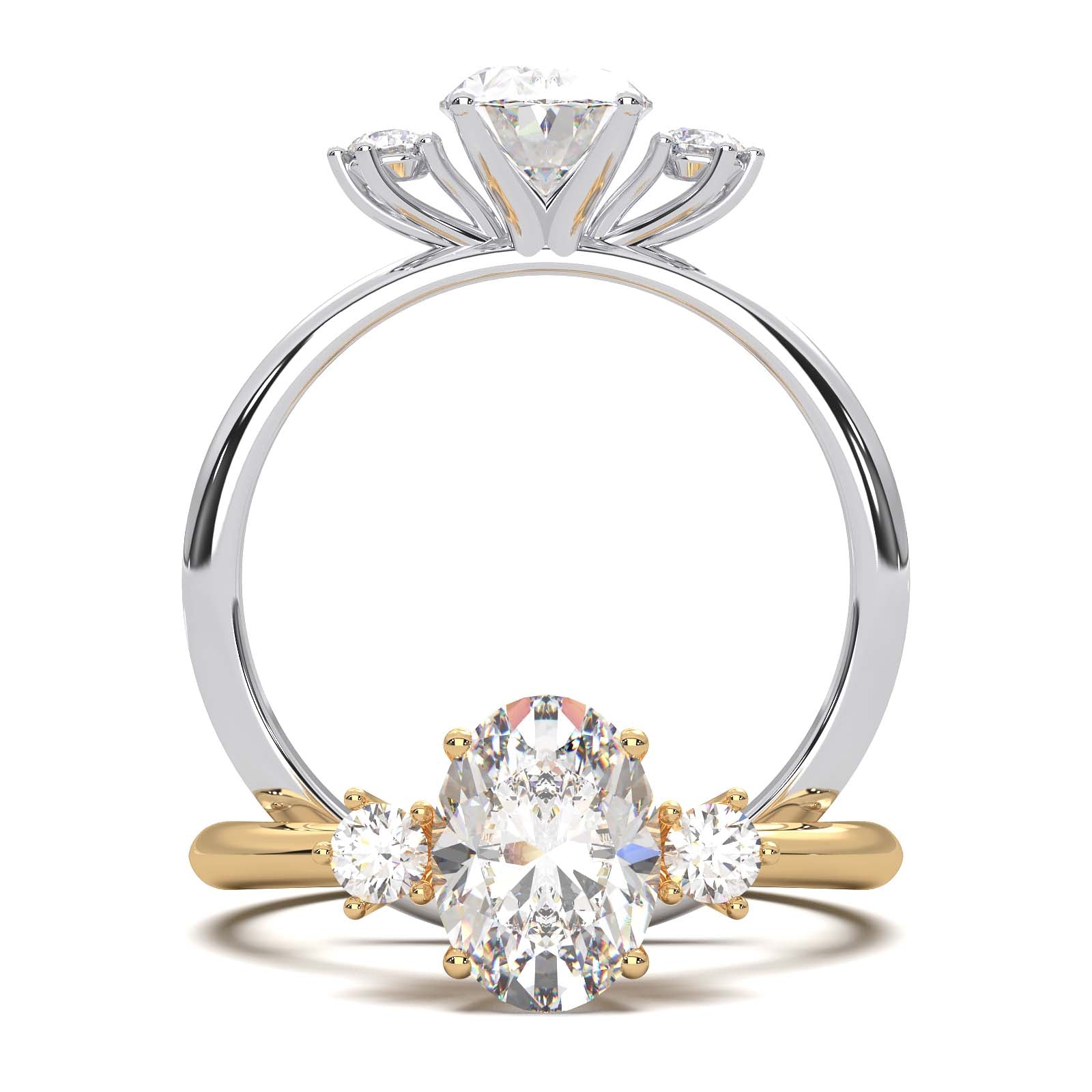 1 Carat Oval Lab-Grown Diamond Three-Stone Ring