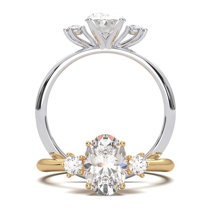 1 Carat Oval Lab-Grown Diamond Three-Stone Ring