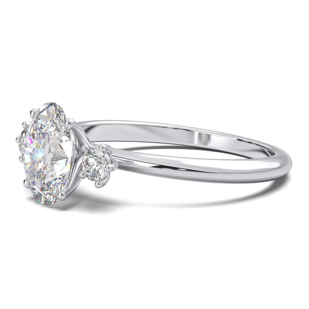 1 Carat Oval Lab-Grown Diamond Three-Stone Ring