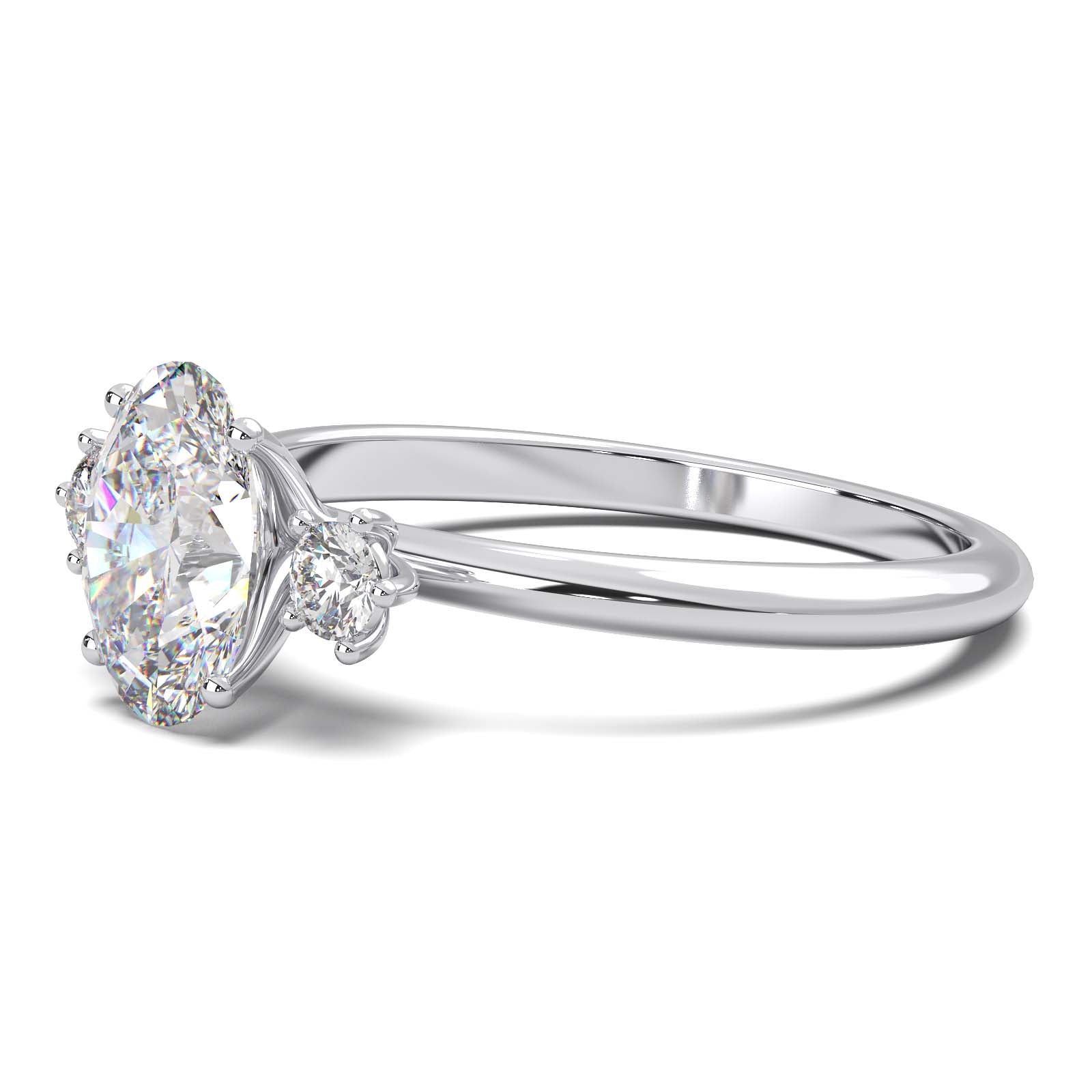 1 Carat Oval Lab-Grown Diamond Three-Stone Ring