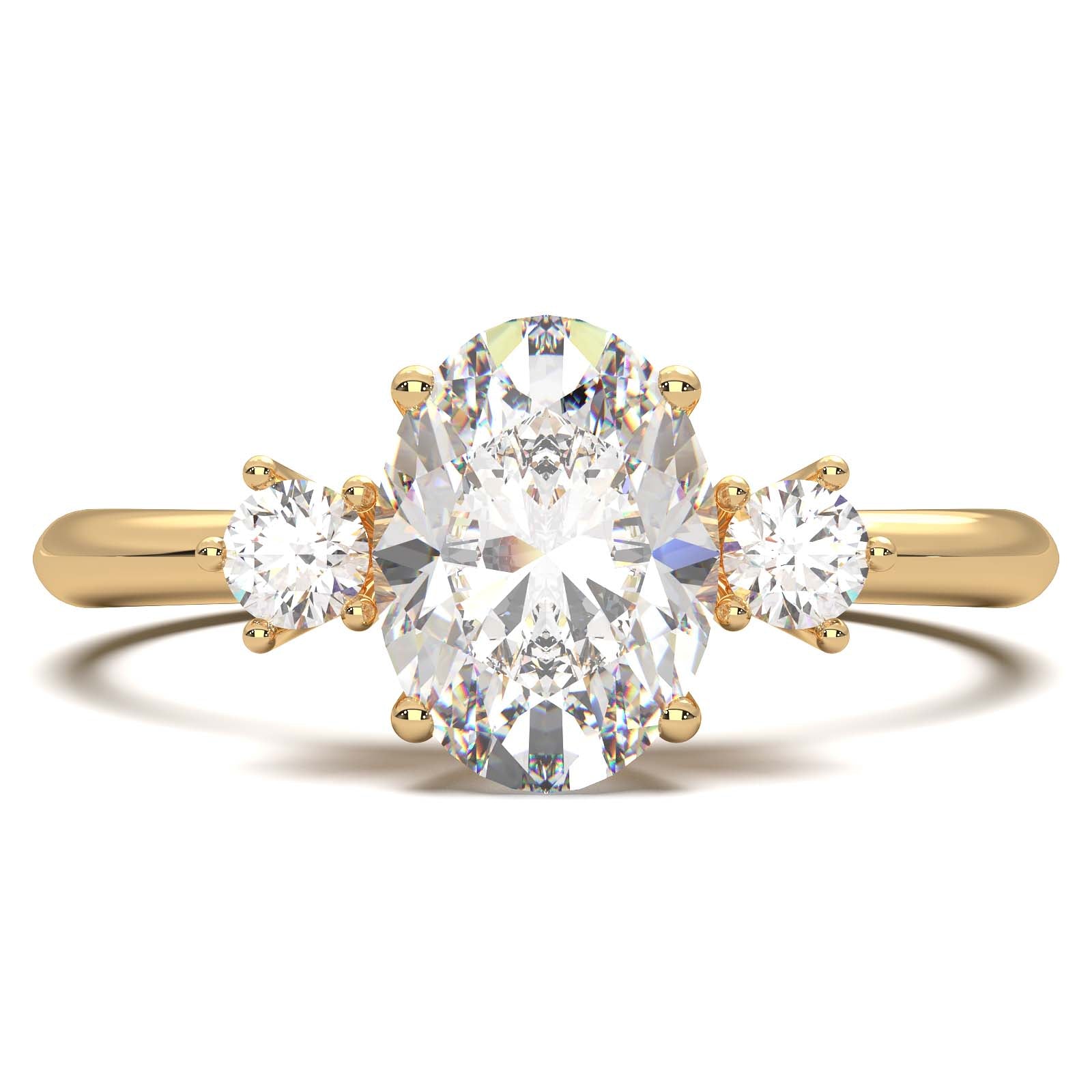 1 Carat Oval Lab-Grown Diamond Three-Stone Ring