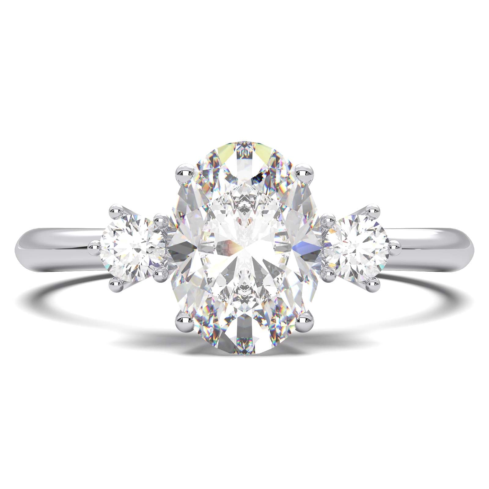 1 Carat Oval Lab-Grown Diamond Three-Stone Ring