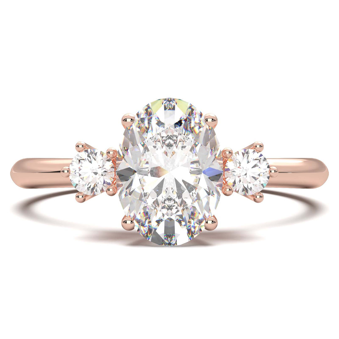 1 Carat Oval Lab-Grown Diamond Three-Stone Ring
